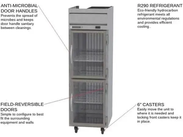 Beverage Air HRPS1HC-1HG 26'' 22.28 cu. ft. Top Mounted 1 Section Glass Half Door Reach-In Refrigerator