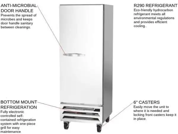 Beverage Air RB12HC-1S 24'' 11.8 cu. ft. Bottom Mounted 1 Section Solid Door Reach-In Refrigerator