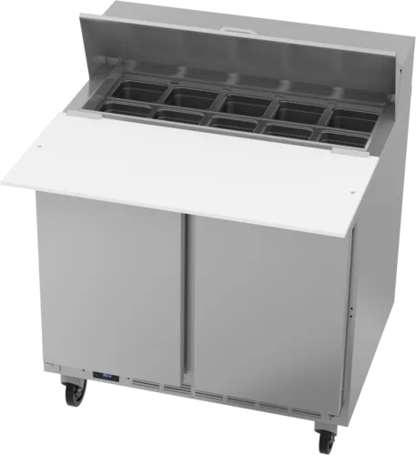 Beverage Air SPE36HC-10C 36'' 2 Door Counter Height Refrigerated Sandwich / Salad Prep Table with Cutting Top