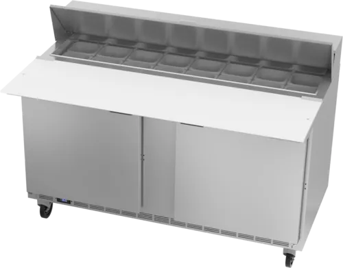 Beverage Air SPE60HC-16C 60'' 2 Door Counter Height Refrigerated Sandwich / Salad Prep Table with Cutting Top