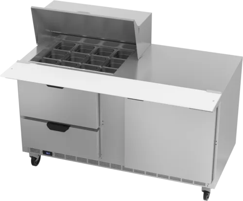 Beverage Air SPED60HC-12M-2 60'' 1 Door 2 Drawer Counter Height Mega Top Refrigerated Sandwich / Salad Prep Table