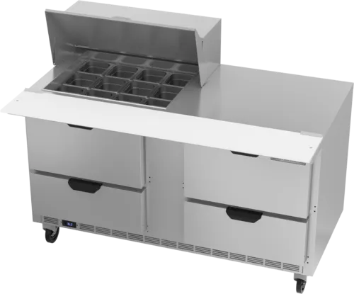 Beverage Air SPED60HC-12M-4 60'' 4 Drawer Counter Height Mega Top Refrigerated Sandwich / Salad Prep Table