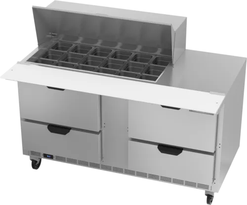 Beverage Air SPED60HC-18M-4 60'' 4 Drawer Counter Height Mega Top Refrigerated Sandwich / Salad Prep Table
