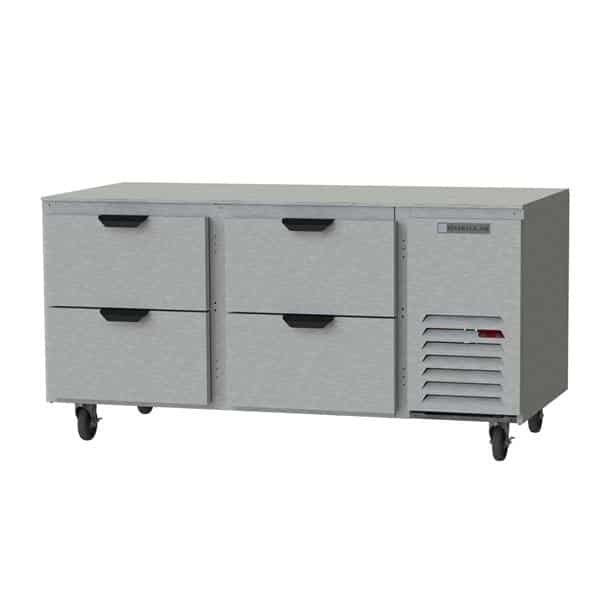 Beverage Air UCRD67AHC-4 67'' 2 Section Undercounter Refrigerator with 4 Drawers and Side / Rear Breathing Compressor Beverage Air UCRD67AHC-4 67'' 2 Section Undercounter Refrigerator with 4 Drawers and Side / Rear Breathing Compressor