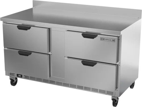 Beverage Air WTFD60AHC-4 60'' 4 Drawer Counter Height Worktop Freezer with Side / Rear Breathing Compressor - 14.39 cu. ft.