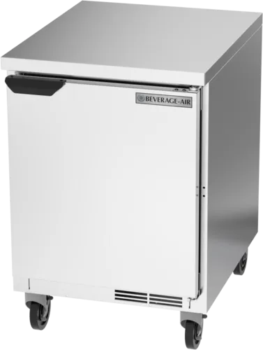 Beverage Air WTR24AHC-FLT 24'' 1 Door Counter Height Worktop Refrigerator with Side / Rear Breathing Compressor - 5.16 cu. ft.
