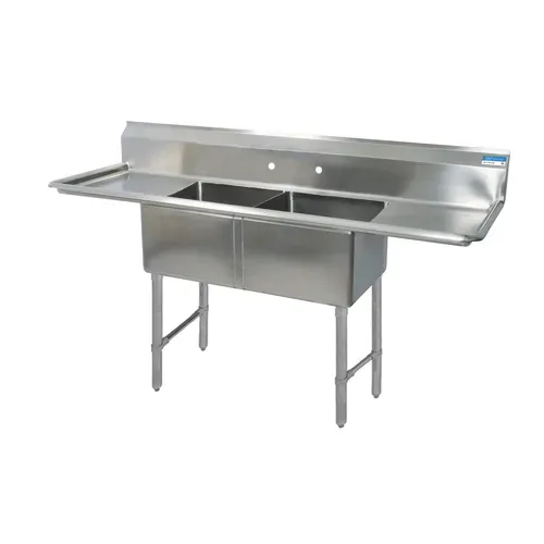 BK Resources BK Resources BKS-2-1620-12-18TS Commercial Sink, (2) Two Compartment, Construction with and - 680" W