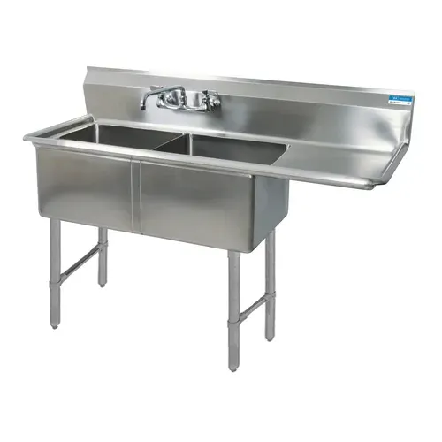 BK Resources BK Resources BKS-2-18-12-18RS Commercial Sink, (2) Two Compartment, Construction with and - 56.50" W