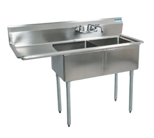 BK Resources BK Resources BKS-2-24-14-24L Commercial Sink, (2) Two Compartment, Construction with and - 74.50" W