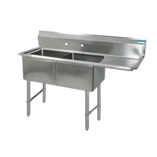 BK Resources BK Resources BKS-2-24-14-24RS Commercial Sink, (2) Two Compartment, Construction with and - 74.50" W