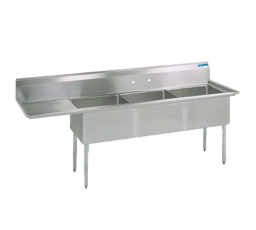 BK Resources BK Resources BKS-3-18-12-18L Commercial Sink, (3) Three Compartment, Construction with and - 74.50" W