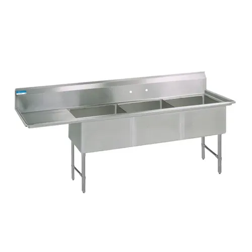BK Resources BK Resources BKS6-3-18-14-18LS Commercial Sink, (3) Three Compartment, Construction with and - 76.19" W