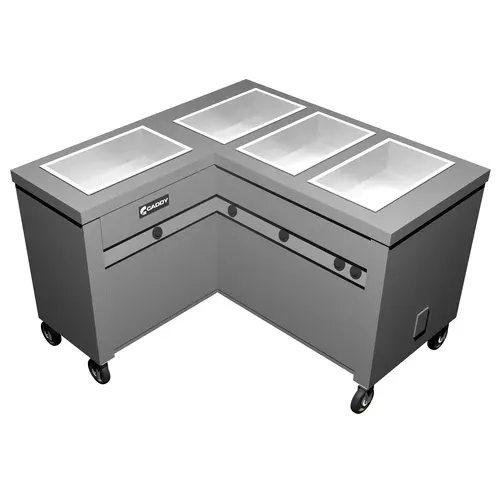 Caddy TF-624-L Regular (L-Shaped) Four Well Units Electric Hot Food Serving Counter with Individual Heat Controls, 208 Volts