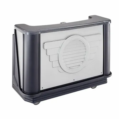 Cambro Cambro BAR730DSPM667 Cambar 80 lb. Center Ice Sink Black and Gray 7-Bottle Speed Rail Portable Bar
