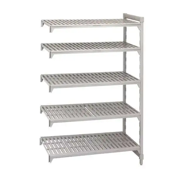 Cambro CPA182484V5PKG Camshelving® Premium Series NSF 5-Tier Add-On Shelving Unit with (5) Vented Polypropylene Shelf Plates and 800 lbs. Capacity - 24"W x 18"D x 84"H