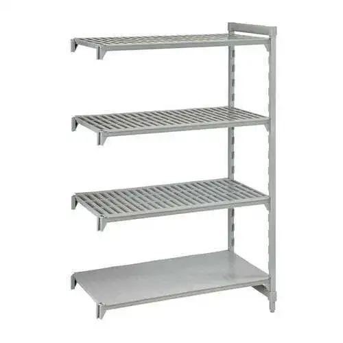 Cambro CPA185472VS4480 Camshelving® Premium Series NSF 4-Tier Add-On Shelving Unit with (3) Vented & (1) Solid Polypropylene Shelf Plates and 600 lbs. Capacity - 54"W x 18"D x 72"H