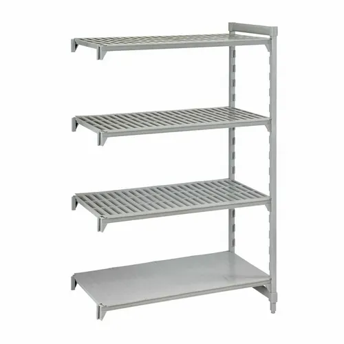 Cambro Cambro CPA185472VS4480 Camshelving® Premium Series NSF 4-Tier Add-On Shelving Unit with (3) Vented & (1) Solid Polypropylene Shelf Plates and 600 lbs. Capacity - 54"W x 18"D x 72"H