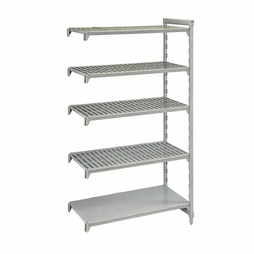 Cambro Cambro CPA213684VS5PKG Camshelving® Premium Series NSF 5-Tier Add-On Shelving Unit with (4) Vented & (1) Solid Polypropylene Shelf Plates and 800 lbs. Capacity - 36"W x 21"D x 84"H