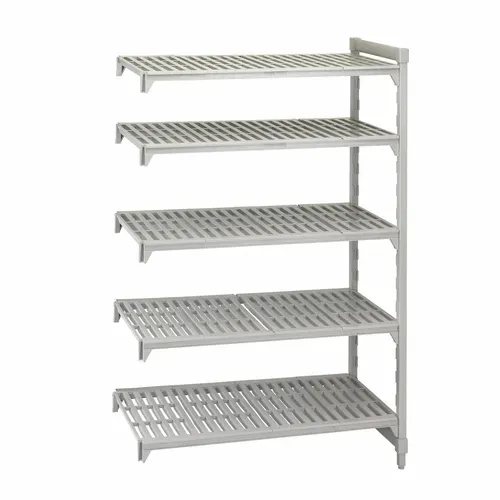 Cambro Cambro CPA215484V5PKG Camshelving® Premium Series NSF 5-Tier Add-On Shelving Unit with (5) Vented Polypropylene Shelf Plates and 600 lbs. Capacity - 54"W x 21"D x 84"H