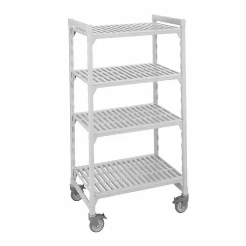 Cambro Cambro CPHU214867V4480 Camshelving® Premium Series NSF 4-Tier High Density Mobile Starter Shelving Unit with (4) Vented Polypropylene Shelf Plates and 750 lbs. Capacity - 48"W x 21"D x 67"H
