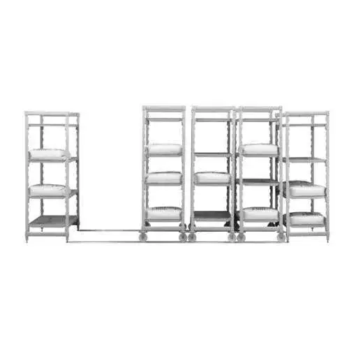 Cambro CPHU244267S4480 Camshelving® Premium Series NSF 4-Tier High Density Mobile Starter Shelving Unit with (4) Solid Polypropylene Shelf Plates and 750 lbs. Capacity - 42"W x 24"D x 67"H