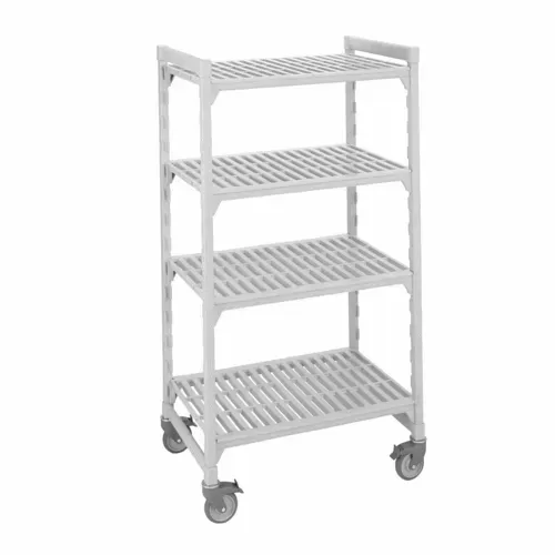Cambro Cambro CPMU183675V4480 Camshelving® Premium Series NSF 4-Tier Mobile Starter Shelving Unit with (4) Vented Polypropylene Shelf Plates and 750 lbs. Capacity - 36"W x 18"D x 75"H
