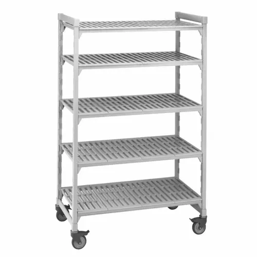 Cambro Cambro CPMU184267V5480 Camshelving® Premium Series NSF 5-Tier Mobile Starter Shelving Unit with (5) Vented Polypropylene Shelf Plates and 750 lbs. Capacity - 42"W x 18"D x 67"H
