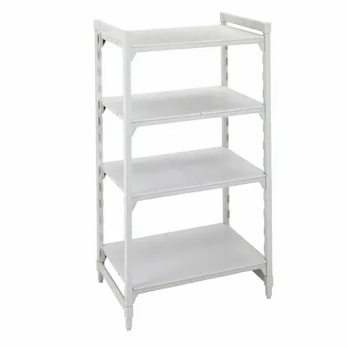 Cambro Cambro CPU244284S4PKG Camshelving® Premium Series NSF 4-Tier Starter Shelving Unit with (4) Solid Polypropylene Shelf Plates and 800 lbs. Capacity - 42"W x 24"D x 84"H
