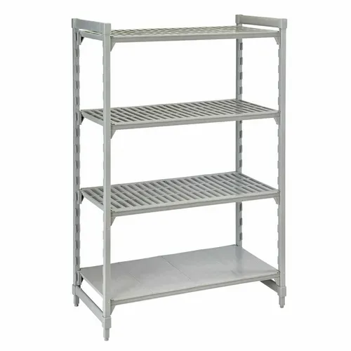 Cambro Cambro CPU244884VS4PKG Camshelving® Premium Series NSF 4-Tier Starter Shelving Unit with (3) Vented & (1) Solid Polypropylene Shelf Plates and 800 lbs. Capacity - 48"W x 24"D x 84"H