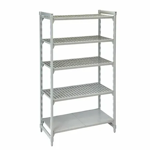Cambro Cambro CPU244884VS5PKG Camshelving® Premium Series NSF 5-Tier Starter Shelving Unit with (4) Vented & (1) Solid Polypropylene Shelf Plates and 800 lbs. Capacity - 48"W x 24"D x 84"H