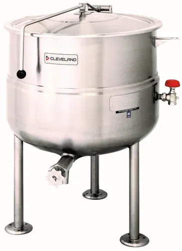 Cleveland Range KDL100 Tri-Leg Base 2/3 Jacketed Stationary Direct Steam Kettle - 100 Gallon Capacity
