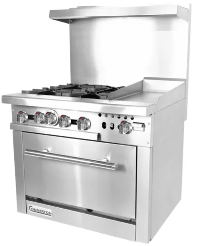 Connerton Connerton CN36-4-12G Restaurant Gas Range, with 4 Burners (1) 12" Griddle and Bake-n-Roast Oven - 203,000 BTU