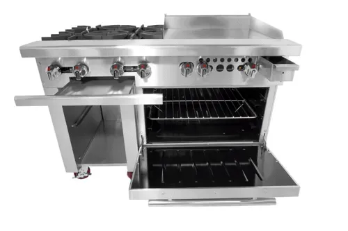 Connerton CN48-2-36G Restaurant Gas Range, 48" W with 2 Bake-n-Roast Oven (1) 36" Griddle and Controls, - 203,000 BTU