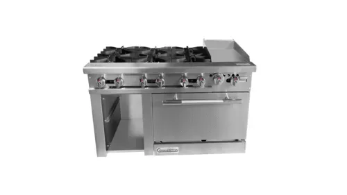 Connerton Connerton CN48-6-12G Restaurant Gas Range, 48" W with 6 Bake-n-Roast Oven (1) 12" Griddle and Controls, - 203,000 BTU