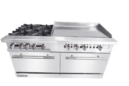 Connerton Connerton CN60-4-36G Restaurant Gas Range, 60" W with 4 Burners (1) 36" Griddle and (2) Bake-n-Roast Ovens - 238,000 BTU