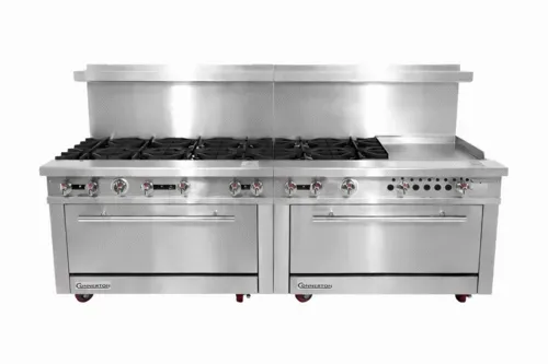 Connerton Connerton CN72-10-12G Restaurant Gas Range, 72" W with 10 Burners (1) 12" Griddle and (2) Bake-n-Roast Ovens - 238,000 BTU