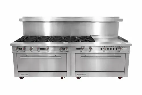 Connerton Connerton CN72-8-24G Restaurant Gas Range, 72" W with 8 Burners (1) 24" Griddle and (2) Bake-n-Roast Ovens - 238,000 BTU