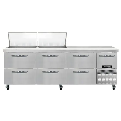 Continental Refrigerator RA93N24M-D 93'' Mega Top Refrigerated Sandwich / Salad Prep Table