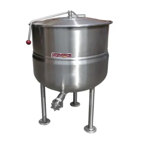 Crown DL-40 Tri-Leg Base 2/3 Jacketed Stationary Direct Steam Kettle - 40 Gallon Capacity