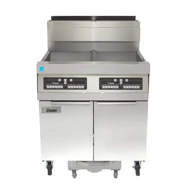 Dean Industries SCFD360G Decathlon Performance (3) 75 lb. Fryers Gas Floor Fryer with Thermatron Controls and Built-In Filtration System, 120 Volts - 450,000 BTU