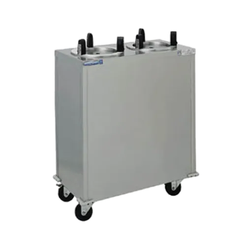 Delfield CAB2-575ET Stainless Steel Enclosed Base 2 Stack Heated Mobile Plate Dish Dispenser for 5" to 5-3/4" Dishes