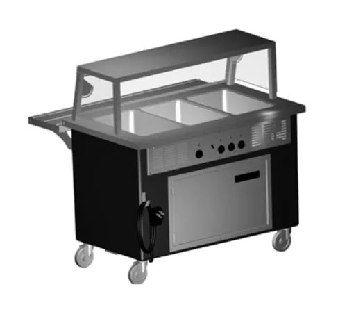Delfield KH-4 Shelleyglas® 4 Food Wells With Heated Storage Electric Hot Food Serving Counter with Thermostatic Controls, 120/208-230 Volts