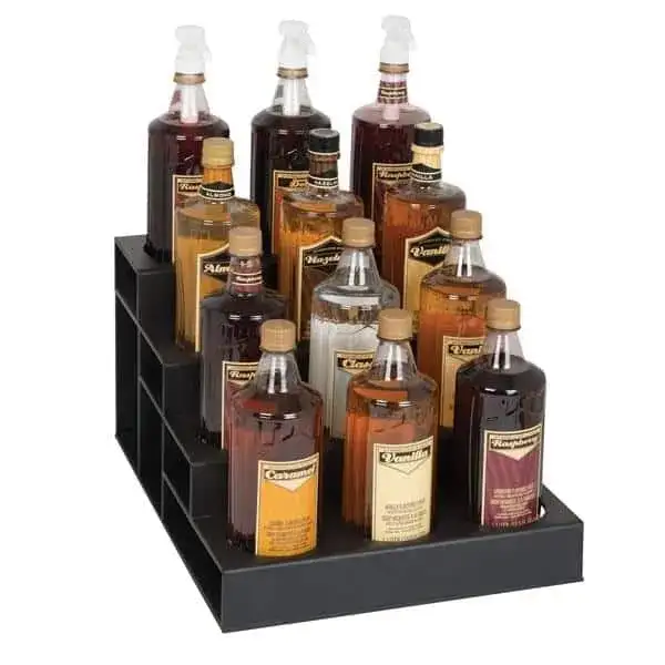 Dispense-Rite CTBH-12BT Lighted Liquor Bottle Display, Countertop, 4-Tier with , 12 Bottle Capacity - 13.75"W x 17.00"D x 9.13"H