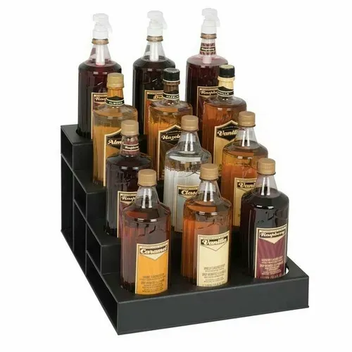 Dispense-Rite CTBH-12BT Lighted Liquor Bottle Display, Countertop, 4-Tier with , 12 Bottle Capacity - 13.75"W x 17.00"D x 9.13"H