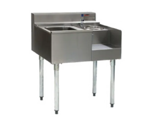 Eagle Group BM50R-22L-7 2200 Series Underbar Ice Bin/Blender Unit, Stainless Steel with 24" Ice Bin with (8) Bottle Wells (Right) 7-Circuit Cold Plate - 50"W x 24"D
