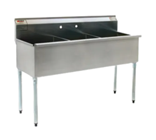Eagle Group 2148-3-16/3-1X Commercial Sink, (3) Three Compartment, 16 Gauge Stainless Steel Construction with Galvanized Steel Legs and without Drainboard - 49.38" W