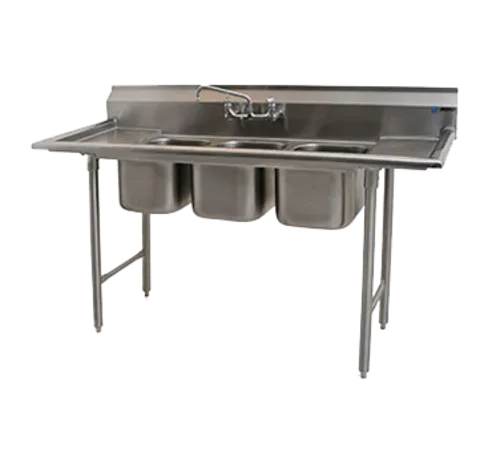 Eagle Group 310-10-3-18-X Commercial Sink, (3) Three Compartment, Stainless Steel Construction with Galvanized Steel Legs and with 2 Drainboards - 72" W