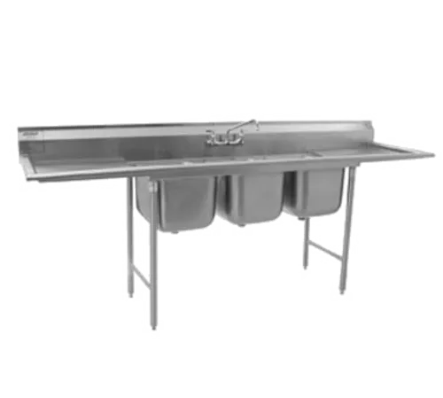 Eagle Group 314-18-3-24L Commercial Sink, (3) Three Compartment, Stainless Steel Construction with Galvanized Steel Legs and With Left-hand Drainboard - 86.75" W