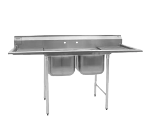 Eagle Group 314-24-2-18R Commercial Sink, (2) Two Compartment, Stainless Steel Construction with Galvanized Steel Legs and With Right-hand Drainboard - 72.75" W