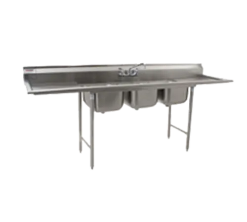 Eagle Group 412-16-3-18R-X Commercial Sink, (3) Three Compartment, Stainless Steel Construction with Galvanized Steel Legs and With Right-hand Drainboard - 74.63" W